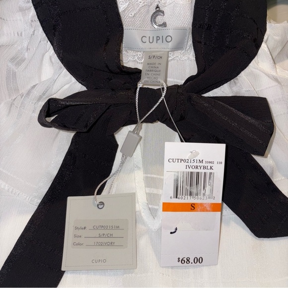 Cupio White Blouse with Black Bow - Picture 3 of 4